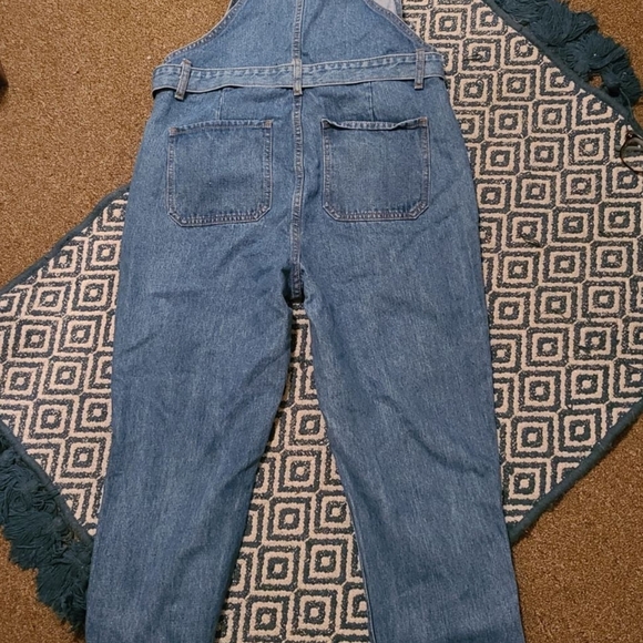Women's Distressed Blue Denim Overalls - Picture 3 of 4